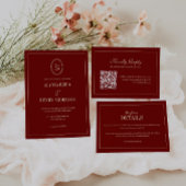 Elegant Monogram Wine Red "Cheers" Wedding ワインラベル