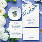 Johns Island SC Map Elegant Navy Blue Wedding セーブザデート