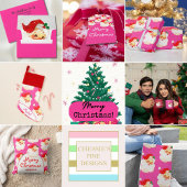 クリスマスすてきサンタメリーピンクおもしろい ラッピングペーパー