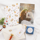 楽しい花モダン咲きミニマル1写真クリスマス シーズンカード