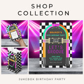 ジュークボックスレトロチェッカーボード50th誕生日パーティー 招待状