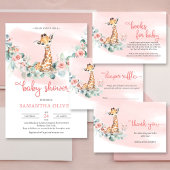 ガールベビーキリンダスティピンクの花ユーカリ サンキューカード