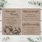 クラフト段ボールイニシャル結婚式の日付を保存 案内ポストカード (この独立クリエイターのコレクションをカスタマイズ。)