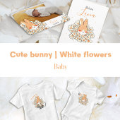 Faire-part naissance magnet Lapin et fleurs マグネット