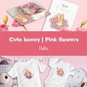 Faire-part naissance lapin fleur 案内状