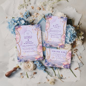 Lavender Coastal Seashell Rope Wedding 招待状