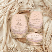 Lavender Field Countryside Wedding 出欠カード