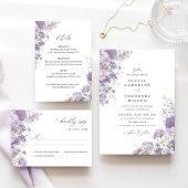 Lavender Floral Elegant Wedding 招待状