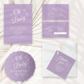 ラベンダーベビーモダンシャワーありがとうメッセージカード フェイバータグ