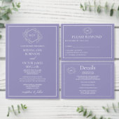 Lavender Monogram double side program card  プログラム (この独立クリエイターのコレクションをカスタマイズ。)