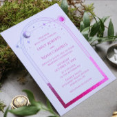 天空ラベンダーピンクサンムーンスター結婚ズ 出欠カード