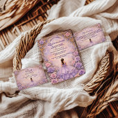 Lavender Rose Fairytale Quinceañera 出欠カード