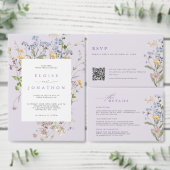 Lavender Wildflower Meadow Garden QR Code Wedding 招待状 (この独立クリエイターのコレクションをカスタマイズ。)