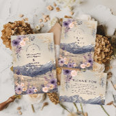 Lavender Wildflower Mountain Wedding サンキューカード