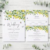 サマーボタニカルレモ結婚ン金ゴールド 箔招待状 (この独立クリエイターのコレクションをカスタマイズ。)