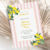 Lemon Graduation Thank You Card Pink Stripe Citrus 招待状