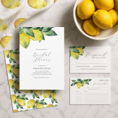 青と黄色のウェディングRSVPカード 出欠カード