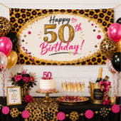 ヒョウ柄50誕生日 スタンダードカクテルナプキン