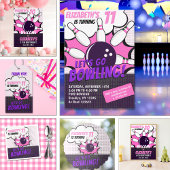 Let’s Go Bowling!  Fun Bowling-Style Birthday Girl 招待状