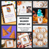 ウォーターカラーハロウィーンお誕生日ケーキありがとう フェイバーバッグ