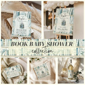 Library New Chapter Blue Boy Book Baby Shower スクエアペーパーコースター