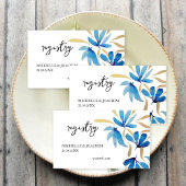 ライトブルーと金ゴールド水彩フローラ ロングテーブルランナー