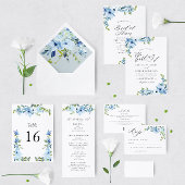 青フローラ結婚詳細カード エンクロージャーカード