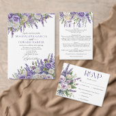 Elegant Purple Lavender Roses Wedding QR Code 出欠カード (この独立クリエイターのコレクションをカスタマイズ。)