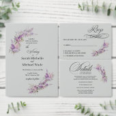 Lilac Floral Wedding Invitation 招待状 (この独立クリエイターのコレクションをカスタマイズ。)