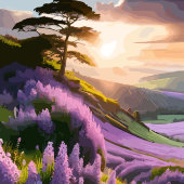 薄紫開花: Hillside Art at Sunset's Glow レギンス