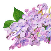 ライラックのつぼみと花の柄 名前と年号 水彩画 ノートブック