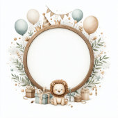 ライオンカブフォトフレーム子供への誕生日パーティー スタンダードカクテルナプキン