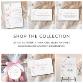 リトルバタフライピンクガールベビーシャワー サンキューカード