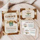 Little Cowboy Cow Western Clothesline Baby Shower 招待状