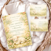 Little Lamb Wildflower Frame Baby Shower 招待状