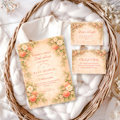 Little Peach on the Way Baby Shower 招待状