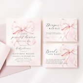 ピンクの弓オンクラウド9赤ちゃんシャワー 招待状