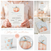 カボチャ青い弓ベビーシャワーオムツラッフル エンクロージャーカード