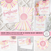 サンシャインサンベビーシャワーのピンクの小さな光線 スタンダードカクテルナプキン