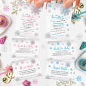 Little Snow Flake Blue Silver Glittery Baby Shower 招待状