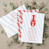 Lobster Heart Blue Stripes Nautical Beach Wedding 招待状 (この独立クリエイターのコレクションをカスタマイズ。テスト)