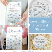Blue In Bloom Bridal Shower Invitation Card 招待状
