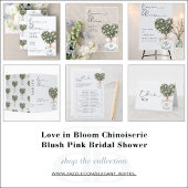 Love in Bloom Chinoiserie Blush Pink Bridal Shower 招待状