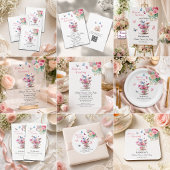 Love is Brewing QR Code Bridal Shower Tea Party 招待状