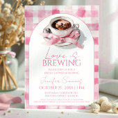 Coffee Pink Bow Bridal Shower Thank You Card エンクロージャーカード