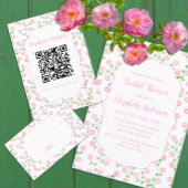 Love Is In Bloom Pink Floral Bridal Shower 箔招待状
