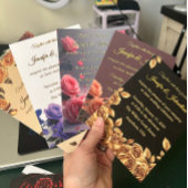 Love is in Bloom Pink Roses Romantic Wedding 招待状