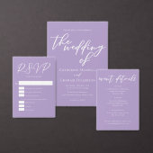 素敵な薄紫ホワイトスクリプトカップルの結婚写真 テーブルナンバー (この独立クリエイターのコレクションをカスタマイズ。)