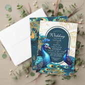 ピーコックフェザーフローラ結婚ーズ 招待状 (この独立クリエイターのコレクションをカスタマイズ。テスト)