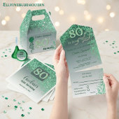 80誕生日かわいらしグリーングリッター スタンダードカクテルナプキン